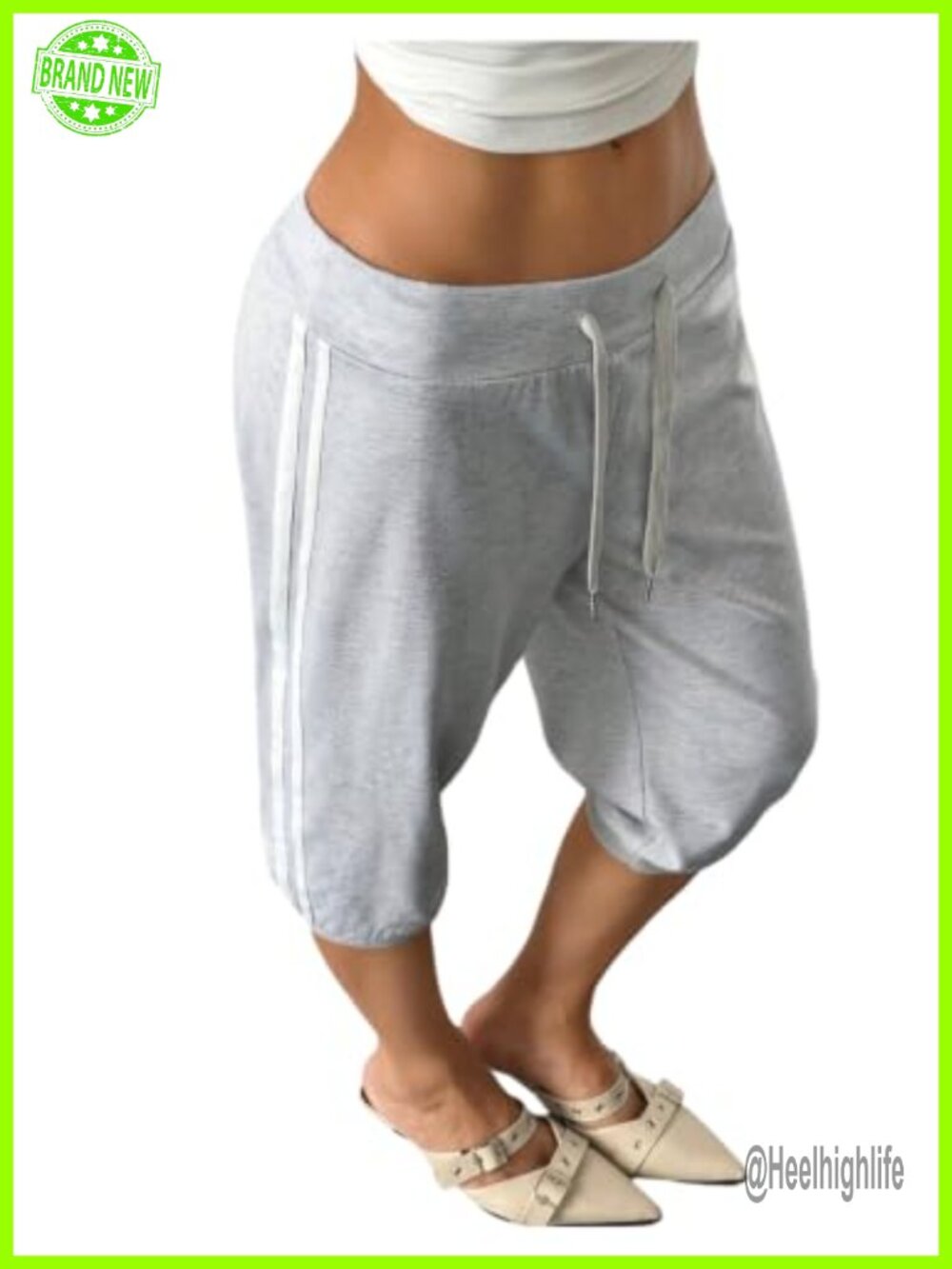 Verdusa Striped Sweat Jorts Low Rise Capris Drawstring Women's